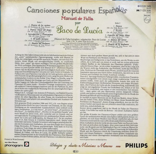 Paco De Lucía, Spielt Manuel De Falla-LP, Vinilos, Historia Nuestra