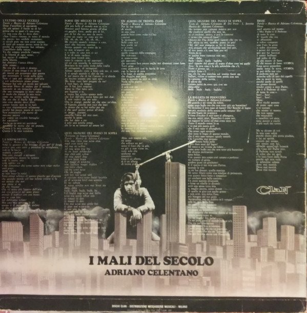 Adriano Celentano, I Mali Del Secolo-LP, Vinilos, Historia Nuestra