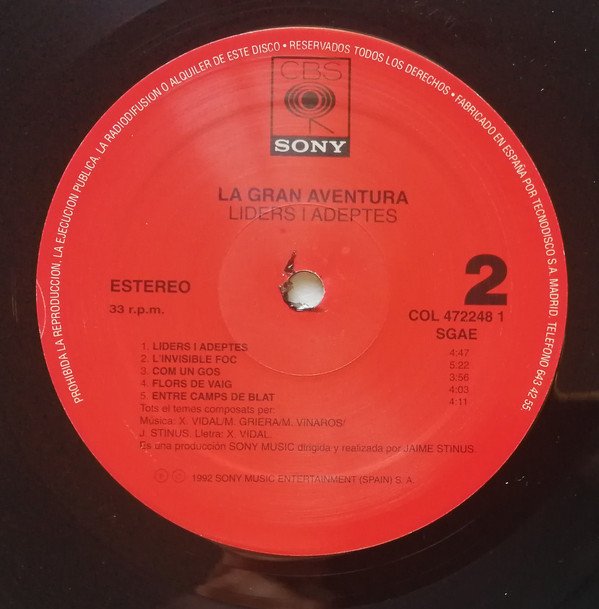 La Gran Aventura, Liders I Adeptes-LP, Vinilos, Historia Nuestra