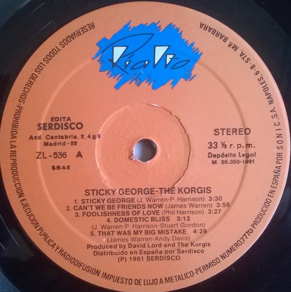 The Korgis, Sticky George-LP, Vinilos, Historia Nuestra