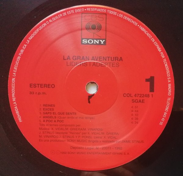 La Gran Aventura, Liders I Adeptes-LP, Vinilos, Historia Nuestra