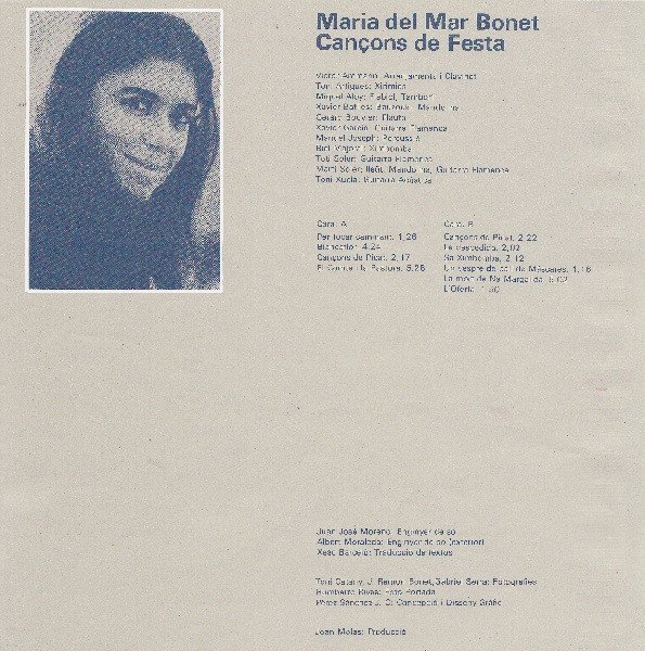 Maria Del Mar Bonet, Cançons De Festa-LP, Vinilos, Historia Nuestra