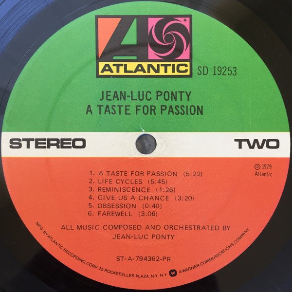 Jean-Luc Ponty A Taste For Passion-LP, Vinilos, Historia Nuestra