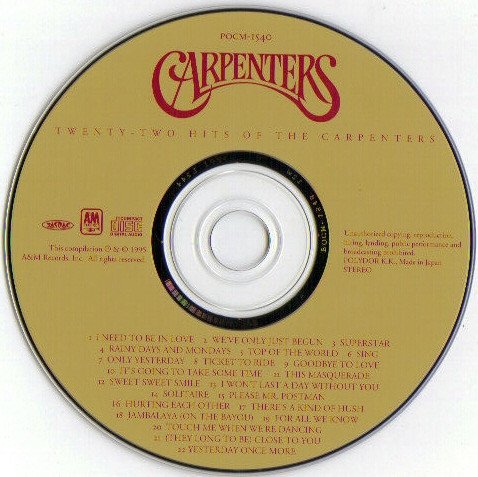 Carpenters, Twenty-Two Hits Of The Carpenters-CD, CDs, Historia Nuestra