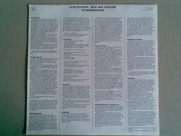 Latin Quarter, Mick And Caroline-LP, Vinilos, Historia Nuestra