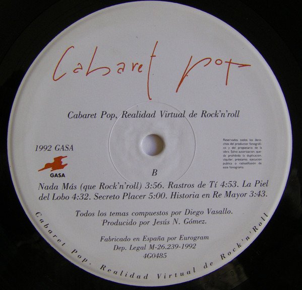 Cabaret Pop, Realidad Virtual De Rock'n'Roll-LP, Vinilos, Historia Nuestra