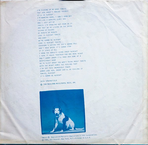 Rick Springfield Working Class Dog-LP, Vinilos, Historia Nuestra