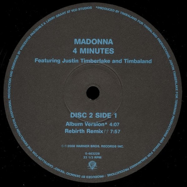 Madonna Featuring Justin Timberlake, 4 Minutes-12 inch, Vinilos, Historia Nuestra