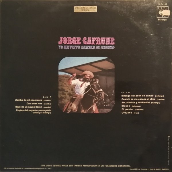 Jorge Cafrune, Yo He Visto Cantar Al Viento-LP, Vinilos, Historia Nuestra