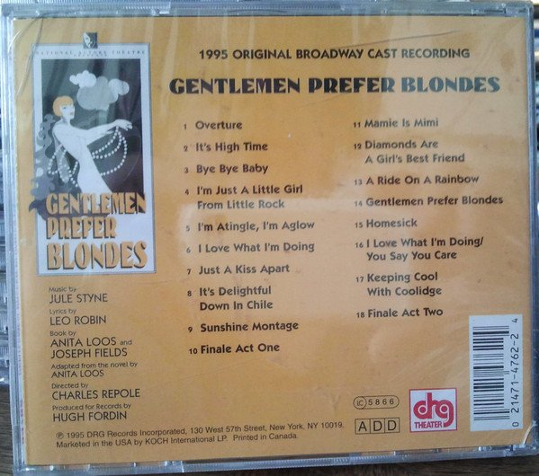 Various Gentlemen Prefer Blondes (1995 Original Broadway Cast)-CD, CDs, Historia Nuestra