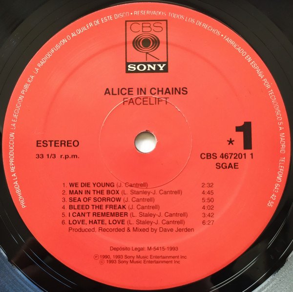 Alice In Chains, Facelift-LP, Vinilos, Historia Nuestra