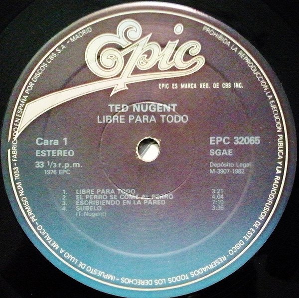 Ted Nugent Libre Para Todo-LP, Vinilos, Historia Nuestra