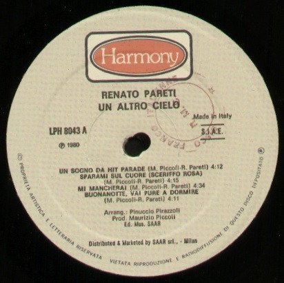 Renato Pareti Un Altro Cielo-LP, Vinilos, Historia Nuestra