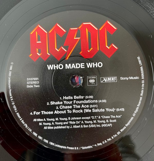 ACDC, Who Made Who-LP, Vinilos, Historia Nuestra