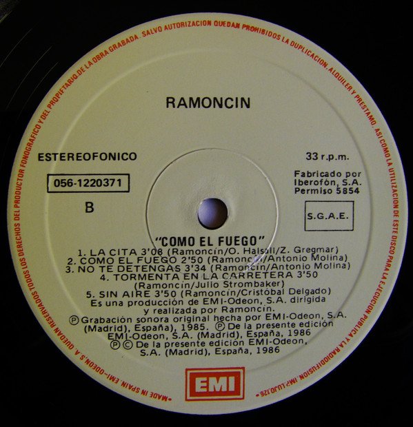 Ramoncín Como El Fuego-LP, Vinilos, Historia Nuestra
