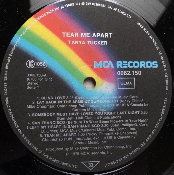 Tanya Tucker Tear Me Apart-LP, Vinilos, Historia Nuestra