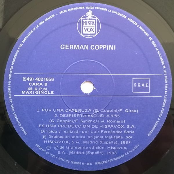 Germán Coppini Por Una Caperuza-12, Vinilos, Historia Nuestra