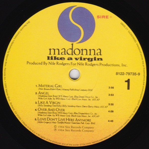 Madonna, Like A Virgin-LP, Vinilos, Historia Nuestra