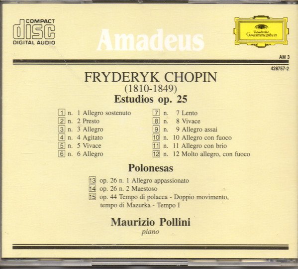 Fryderyck Chopin*, Maurizio Pollini Estudios Op. 25, Polonesas Op. 26 y Op. 44-CD, CDs, Historia Nuestra