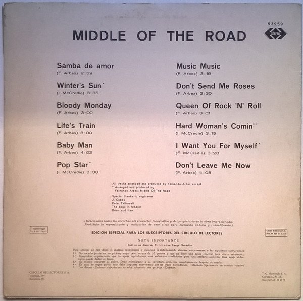 Middle Of The Road, Middle Of The Road-LP, Vinilos, Historia Nuestra