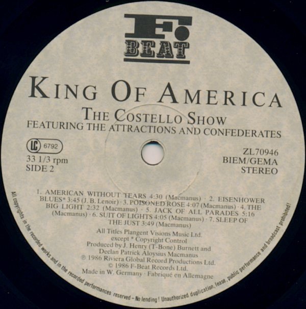 The Costello Show King Of America-LP, Vinilos, Historia Nuestra