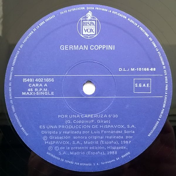 Germán Coppini Por Una Caperuza-12, Vinilos, Historia Nuestra