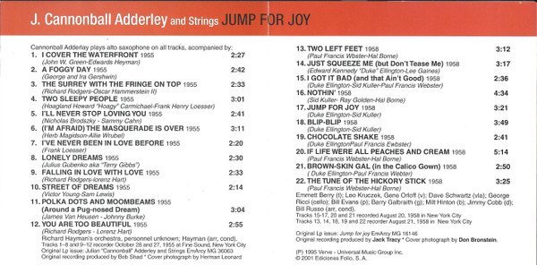 Cannonball Adderley, Jump For Joy-CD, CDs, Historia Nuestra