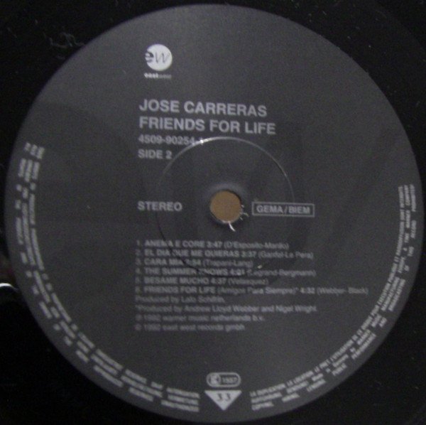 José Carreras Amigos Para Siempre/Friends For Life - Romantic Songs Of The World-LP, Vinilos, Historia Nuestra