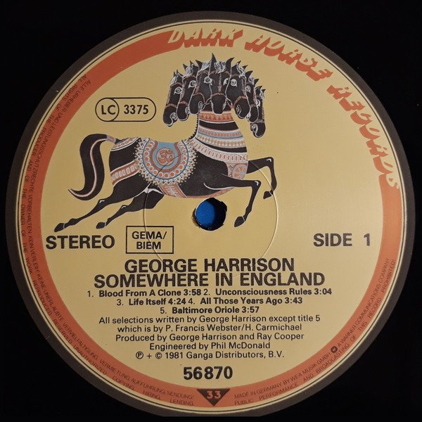 George Harrison Somewhere In England-LP, Vinilos, Historia Nuestra