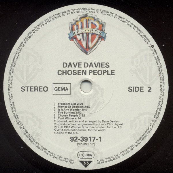 Dave Davies, Chosen People-LP, Vinilos, Historia Nuestra