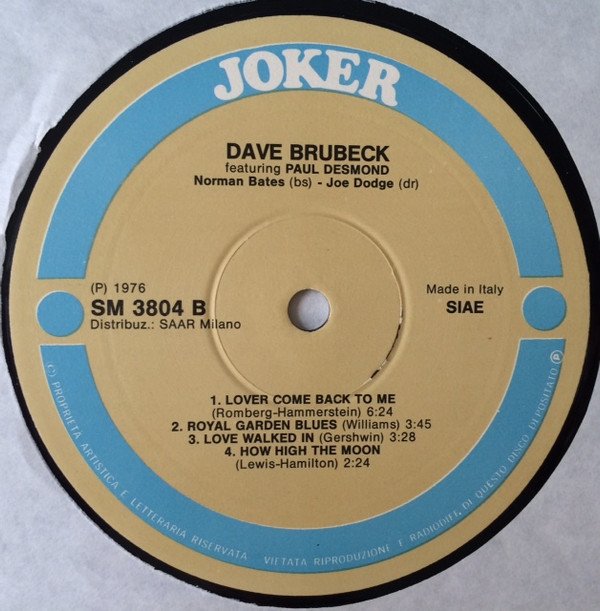 Dave Brubeck, Dave Brubeck-LP, Vinilos, Historia Nuestra