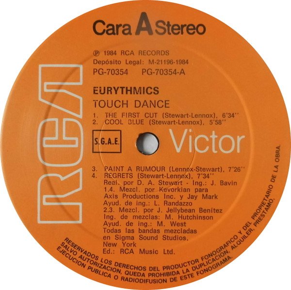 Eurythmics Touch Dance-LP, Vinilos, Historia Nuestra