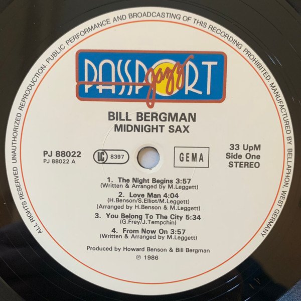 Bill Bergman, Midnight Sax-LP, Vinilos, Historia Nuestra