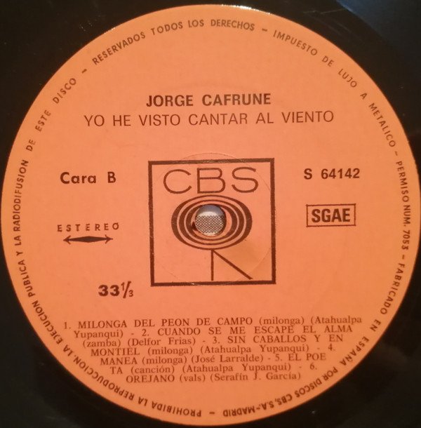 Jorge Cafrune, Yo He Visto Cantar Al Viento-LP, Vinilos, Historia Nuestra