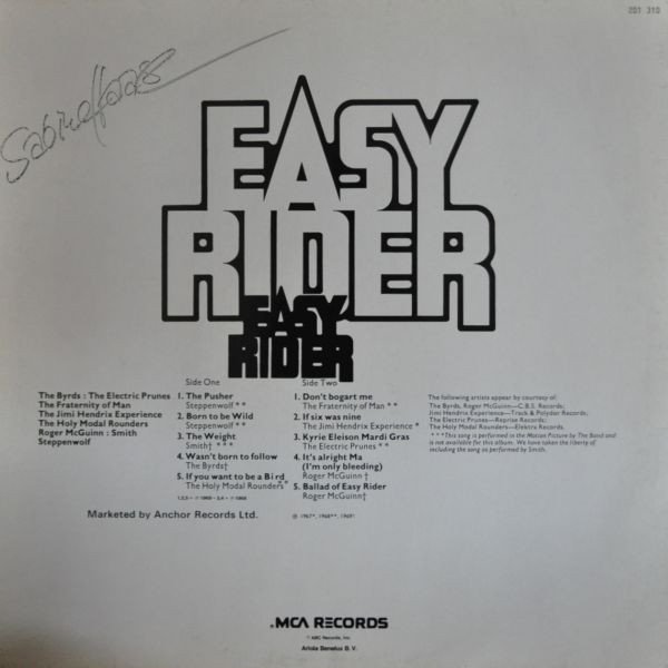 Various, Songs Performed In The Motion Easy Rider-LP, Vinilos, Historia Nuestra