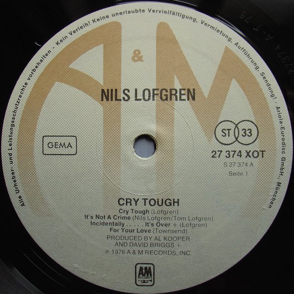 Nils Lofgren, Cry Tough-LP, Vinilos, Historia Nuestra