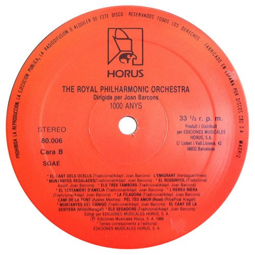 The Royal Philharmonic Orchestra* , Director: Joan Barcons* 1.000 Anys-LP, Vinilos, Historia Nuestra