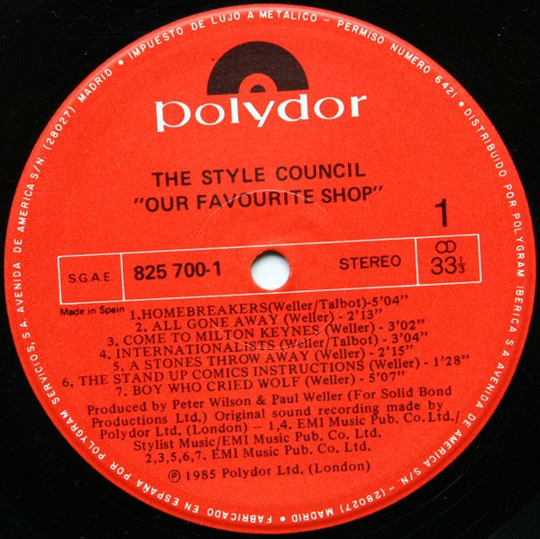 The Style Council Our Favourite Shop-LP, Vinilos, Historia Nuestra