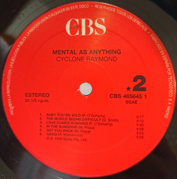 Mental As Anything, Cyclone Raymond-LP, Vinilos, Historia Nuestra