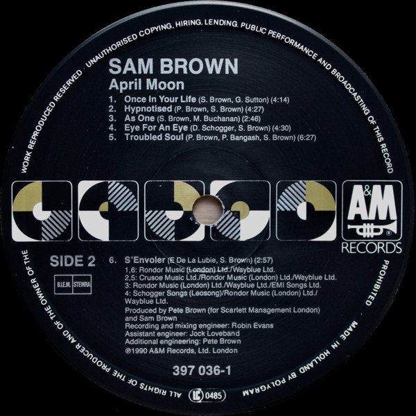 Sam Brown April Moon-LP, Vinilos, Historia Nuestra