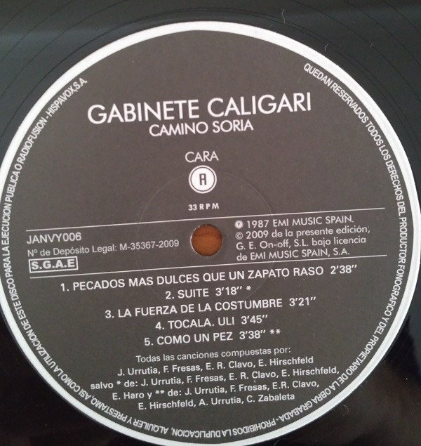 Gabinete Caligari Camino Soria-LP, Vinilos, Historia Nuestra