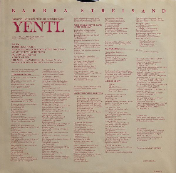 Barbra Streisand, Yentl- Soundtrack-LP, Vinilos, Historia Nuestra