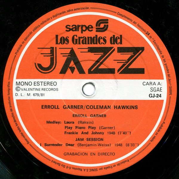 Coleman Hawkins Erroll Garner, Los Grandes Del Jazz 24-LP, Vinilos, Historia Nuestra