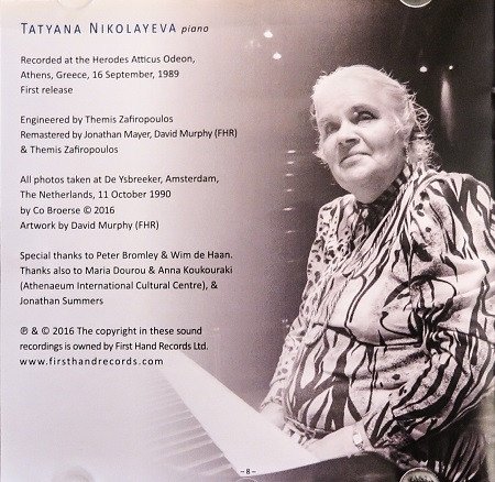 Tatyana Nikolayeva* The 1989 Herodes Atticus Odeon Recital, Athens, Greece-CD, CDs, Historia Nuestra