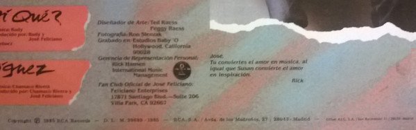 José Feliciano Ya Soy Tuyo-LP, Vinilos, Historia Nuestra