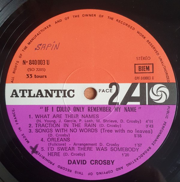 David Crosby, If I Could Only Remember My Name-LP, Vinilos, Historia Nuestra