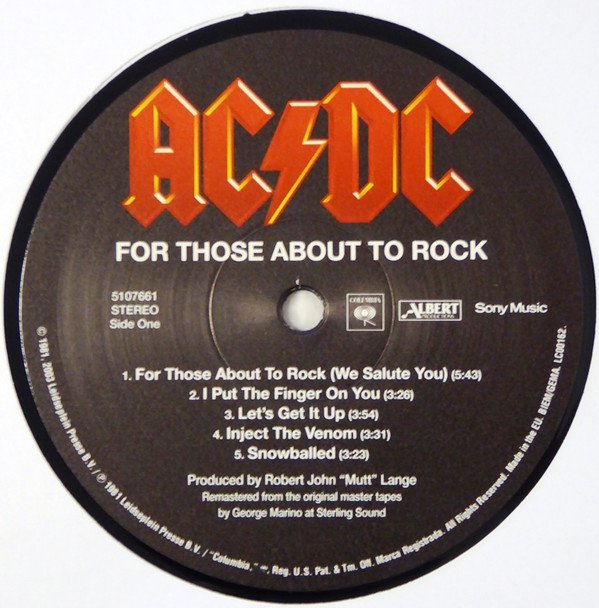 ACDC, For Those About To Rock (We Salute You)-LP, Vinilos, Historia Nuestra