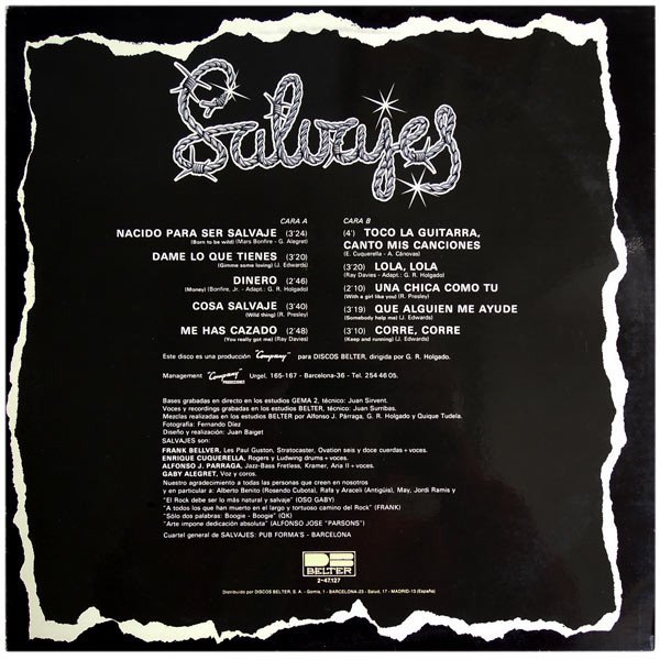 Salvajes, Salvajes-LP, Vinilos, Historia Nuestra