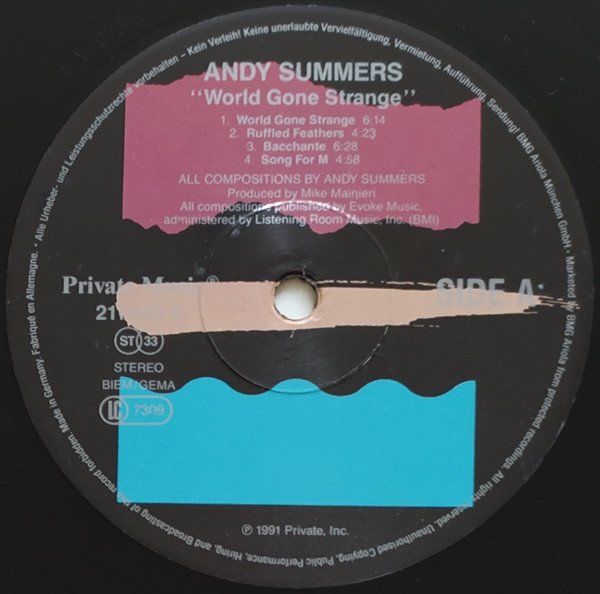 Andy Summers, World Gone Strange-LP, Vinilos, Historia Nuestra