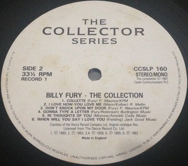 Billy Fury, The Collection-LP, Vinilos, Historia Nuestra